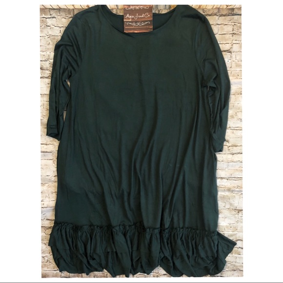 Plus size hunter green Zenana ruffle bottom dress - Picture 3 of 4